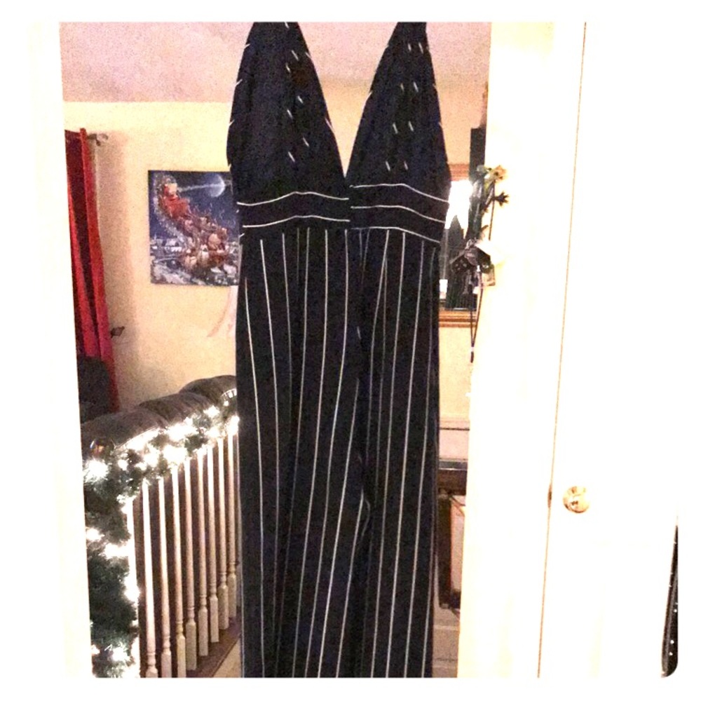 Strappy pinstriped jumpsuit